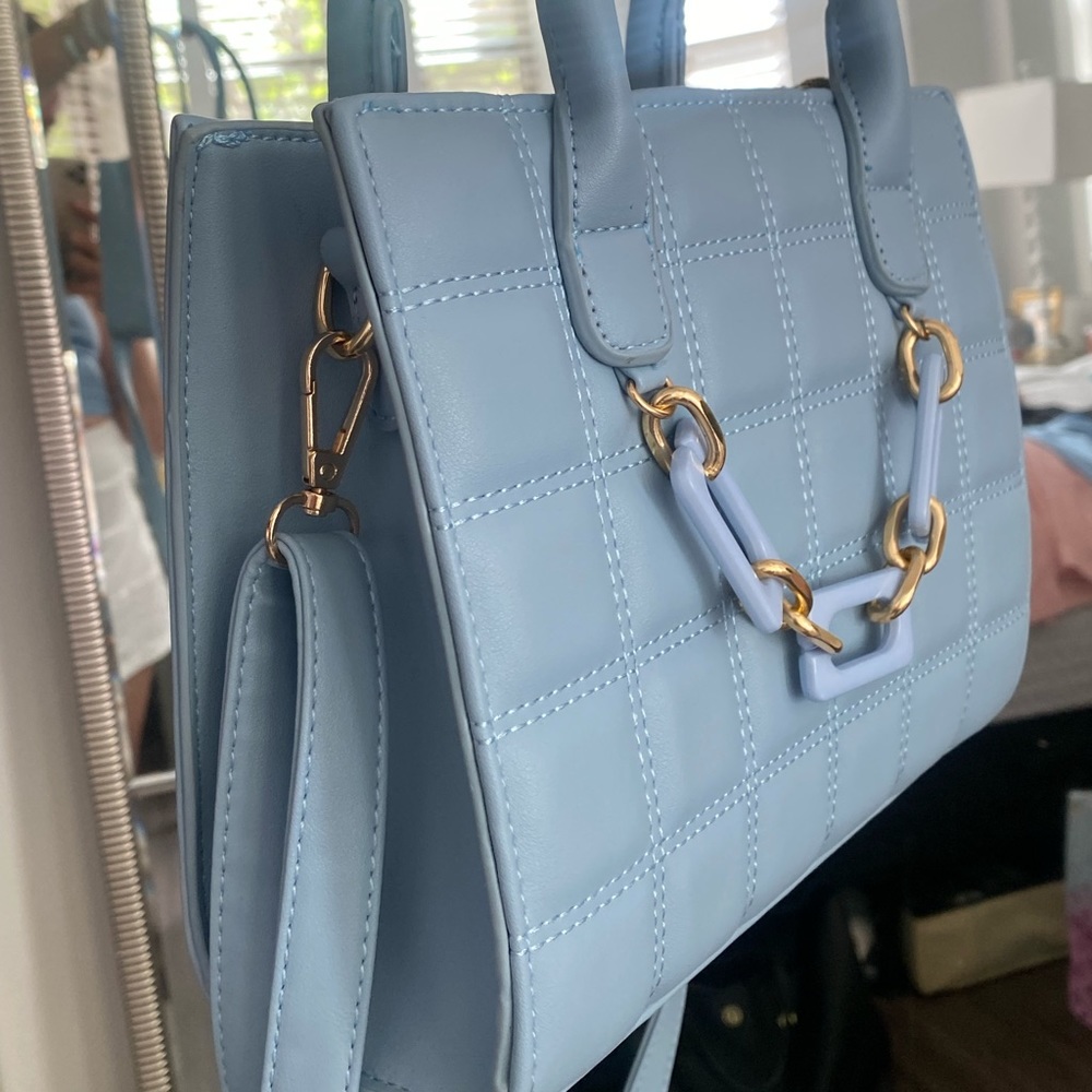 Lillian Quilt Tote - Blue - statement bag